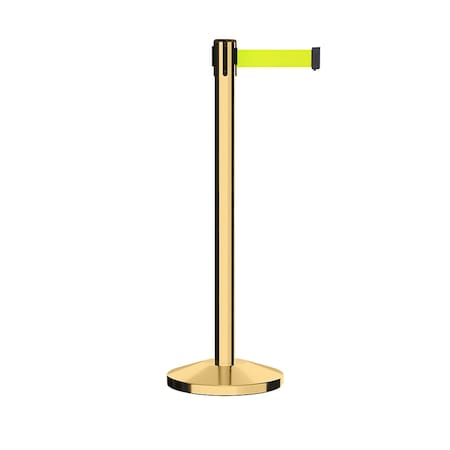 Montour Line Stanchion Belt Barrier Pol.Brass Post 13ft. Fl.Yel Belt ES400-PB-FYW-130
